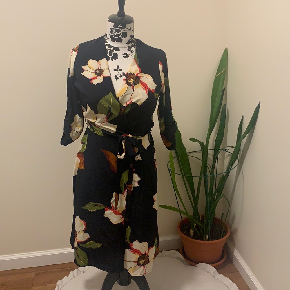 Blue floral semi formal